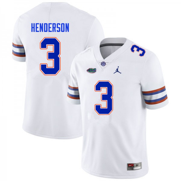 Men #3 Xzavier Henderson Florida Gators College Football Jersey White